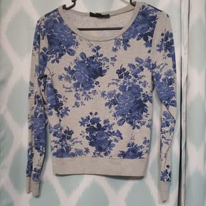 Blue and Gray Floral Sweatshirt